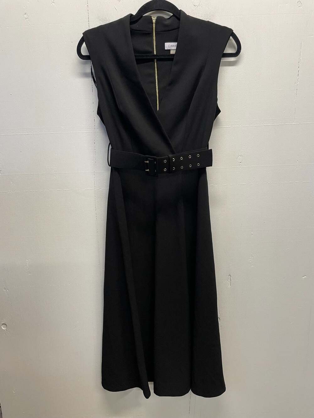 Calvin Klein Women's Black Dress Size 2 Sleeveless Fit & Flare Has Belt Included